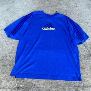 Vintage 90s Adidas Y2K Big Logo Short Sleeve Crew Neck T-shirt Men’s XL Blue